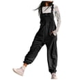 thumbnail image 1 of Women Fashion Solid Work Overalls with Pockets - Casual Leggings Jumpsuits, Polyester, S-XXL, Elastic Waist, for Summer/Outdoor Activities, 1 of 4