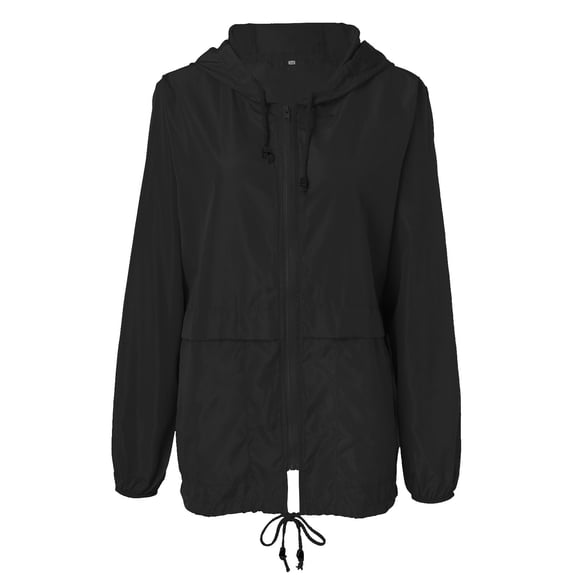 Women Fashion Solid Zipper Hoodie Casual Outdoor Rainwear Jacket Outerwear
