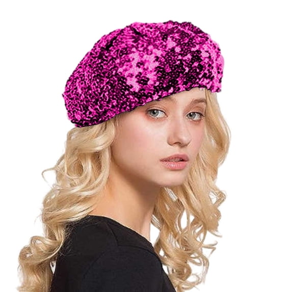 Women Fashion Sequins Beret Colorful Cap Nightclub Dress Hat