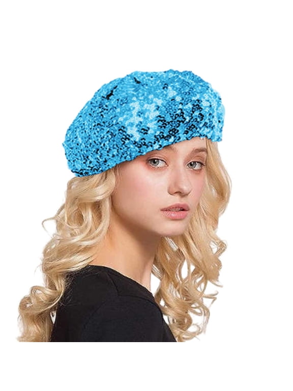 Women Fashion Sequins Beret Colorful Cap Nightclub Dress Hat