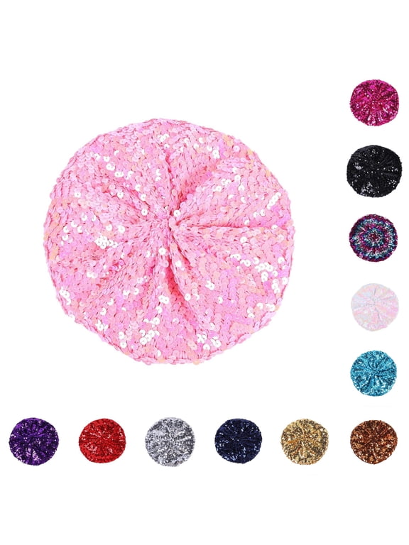Women Fashion Sequins Beret Colorful Cap Nightclub Dress Hat