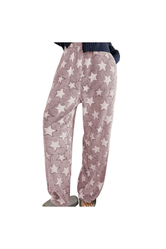 Women Fashion Star Elastic Waistband Wide Leg Pants Casual Fall Clothes Basic Outdoor Winter Clothing