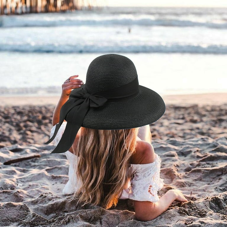 Women Fashion Summer Bow Straw Foldable Hat Beach Sun Protection Hats Caps  Mens Dodger Gear Local Hat Men Accessories Fashion United Postal Service