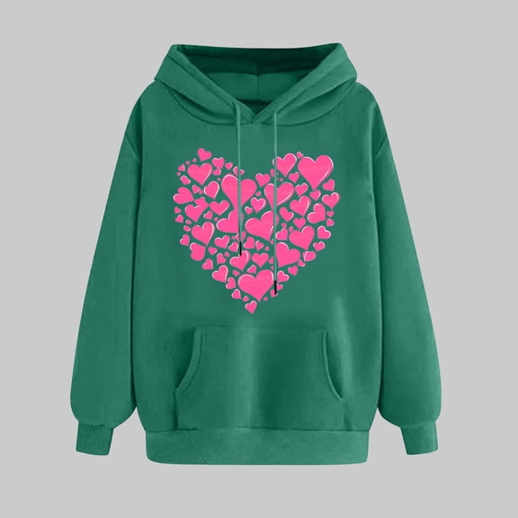 Women Fashion Summer Toos Ndbuld Women's Print Winter Hoodie Pullover Tops Long Sleeved Comfortable Sweatshirt Gift for Adults,Army Green,XL