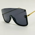 thumbnail image 1 of Women Fashion Sunglasses Oversized Square Gold Shades Black, 1 of 2