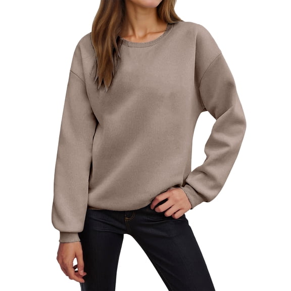 Women Fashion Sweatshirts Crewneck Soft Casual Long Sleeve Fashion Solid Trendy Clothes 2025