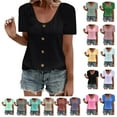 thumbnail image 1 of Women Fashion Tops Ndbuld Womens Fashion Summer Short Sleeve Round-Neck Solid Casaul Tops T-shirt Christmas Gifts Black XXXXL, 1 of 5