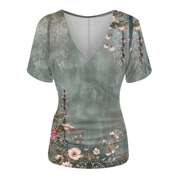 Women Fashion Tops Sexy Womens Funny T Shirts Fitted Short Sleeve Button Up Shirts for Women Print