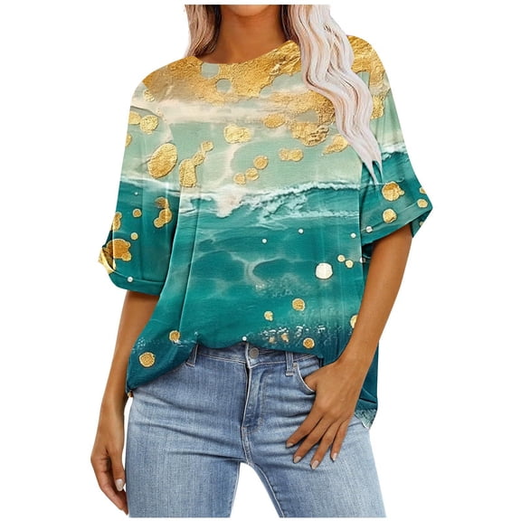 Women Fashion Tops Summer Frilly Long Dress Shirts to Wear with Leggings Generic Womens Tops Hide Belly