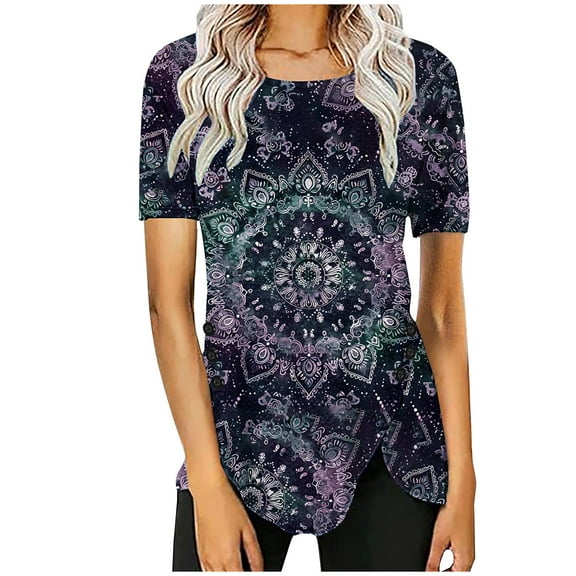 Women Fashion Tops Summer Shirts for Women Plus Size Letter Print Tee