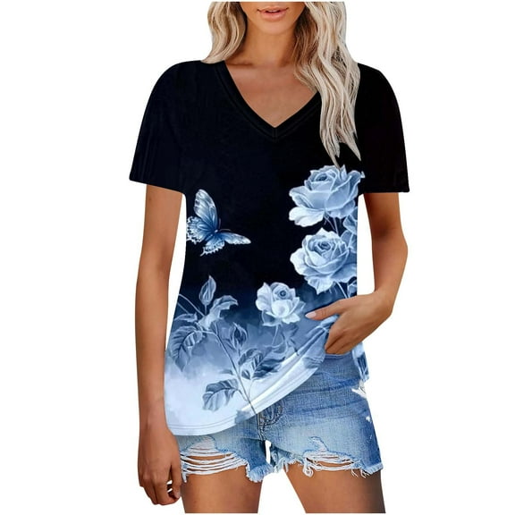 Women Fashion Tops Summer Womens T Shirts Loose Fit Summer Shirts for Teens Modest