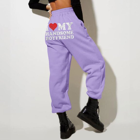 Women Fashion Trousers Print Bottom Sweatpants Pockets High Waist Sporty Gym Athletic Fit Jogger Pants Cute Dressy Clothes plus Size Stretch Pants High Waist Pant Suits for Women Casual with Sweater