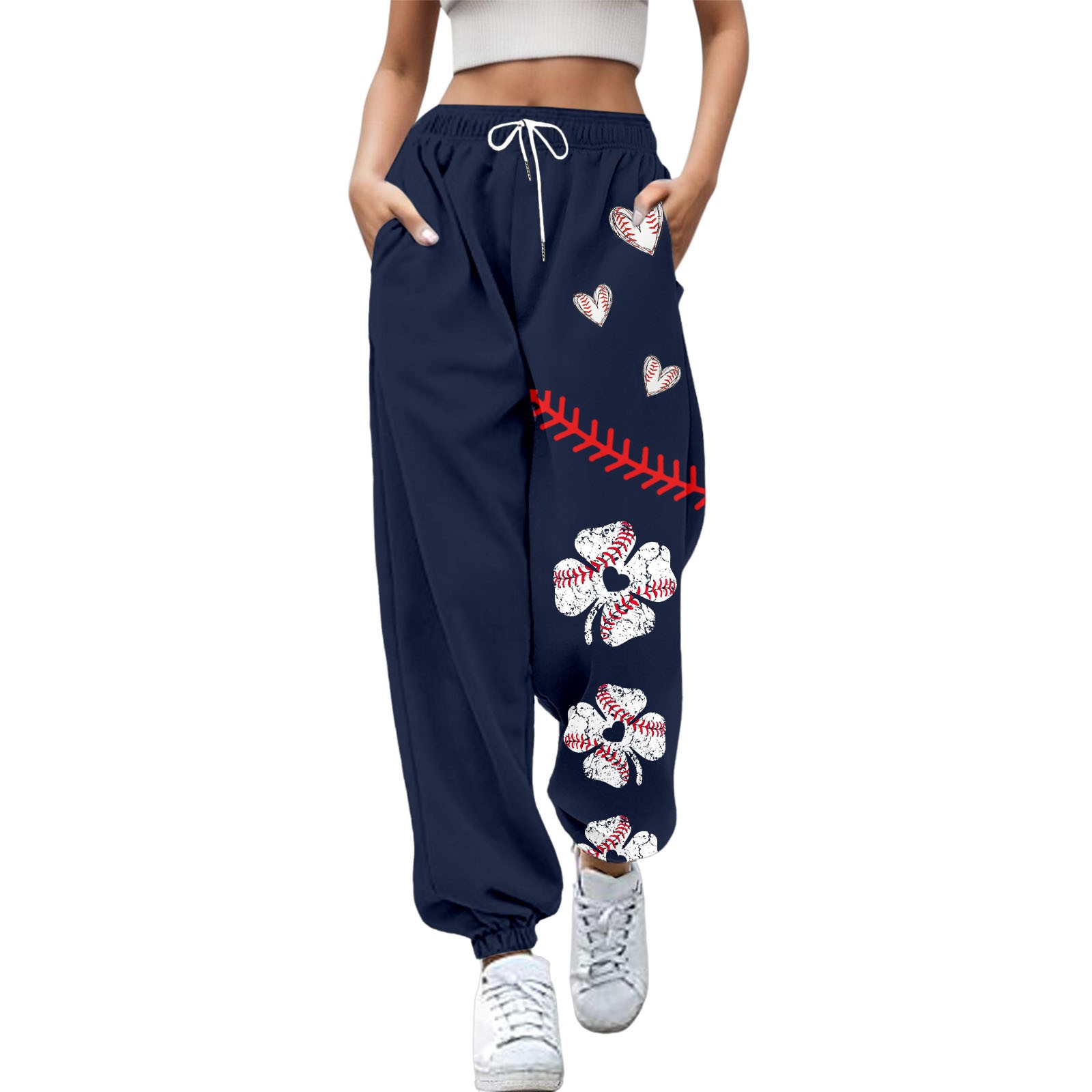 Women Fashion Trousers Suitable Baseball Football Print Bottom ...
