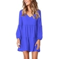 thumbnail image 1 of Women Fashion Tunic Dress V Neck Casual Loose Flowy Swing Shift Dresses, 1 of 2