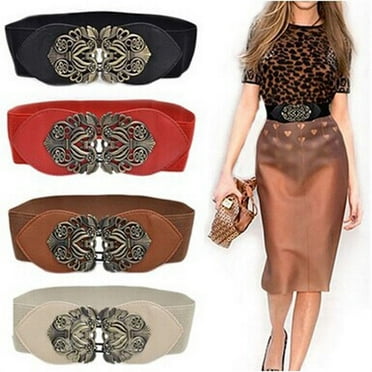 Belts for Women Fashion Lady Wide Belt Wide Elastic Belt Buckle Waist ...