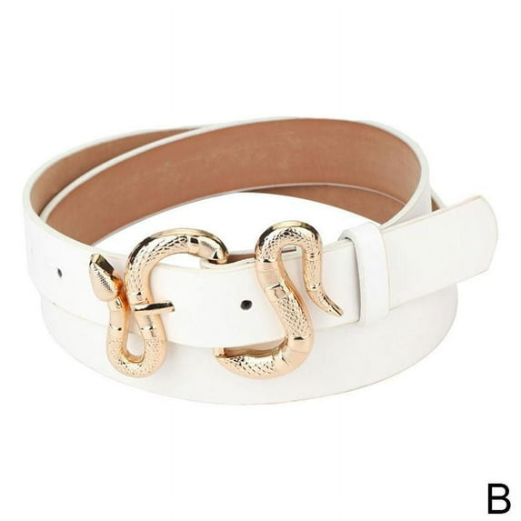 "Women Fashion Waist Belt Snake Design Belt Thin Buckle Leather Waistband Dress Belts Long Thin Waistband "