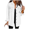 thumbnail image 1 of Women Fashion Washed Denim Shirt Jacket Autumn and Winter Personality Street Jacket Coat, 1 of 5