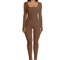 thumbnail image 1 of Women Fashion Wild Jumpsuits Solid Color Square Neck Long Sleeve Long Rompers Spring Autumn Skinny One-Piece Clothes, 1 of 2