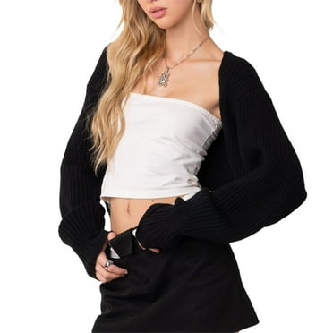 Women Fashion Wild Knitted Shrugs Solid Color Long Sleeve Open Front Sweater Coat Spring Fall Casual Cardigan