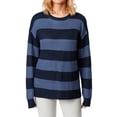 thumbnail image 1 of Women Fashion Wild Sweater Contrast Color Stripe Round Neck Long Sleeve Knitted Pullovers Autumn Winter Loose Casual Tops, 1 of 9