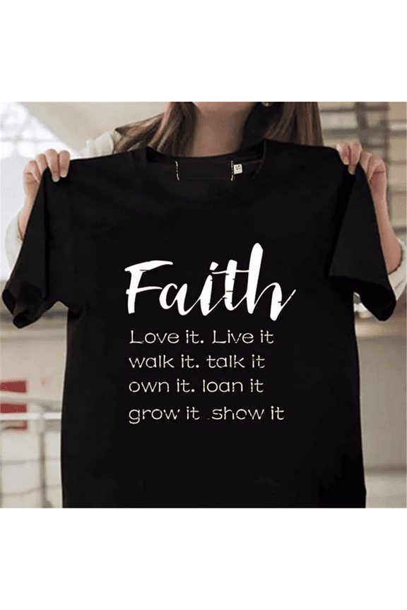 Women Fashion Women Cross Faith T Shirt Graphic Tees Christian Shirts for Religious Gift