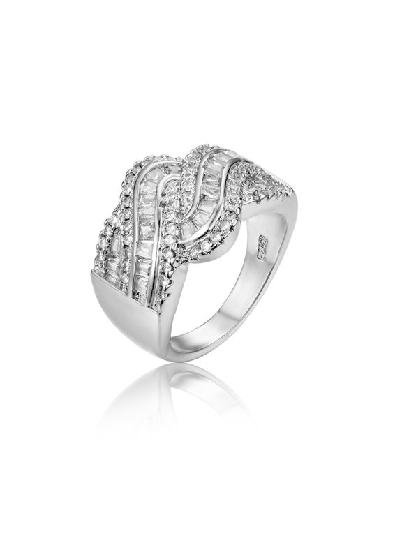 Women Fashion Zircon Twisted String Ring Sterling Silver Inlaid Gemstone Size 6 7 8 9 10 Timeless Gift For Her