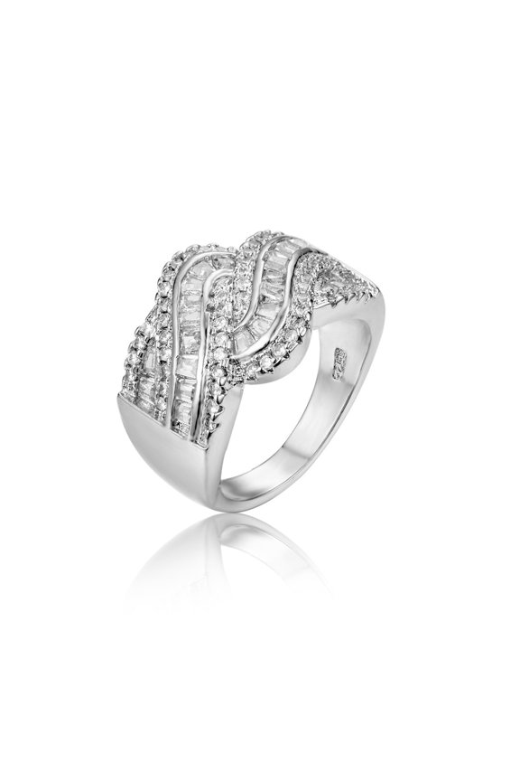Women Fashion Zircon Twisted String Ring Sterling Silver Inlaid Gemstone Size 6 7 8 9 10 Timeless Gift For Her