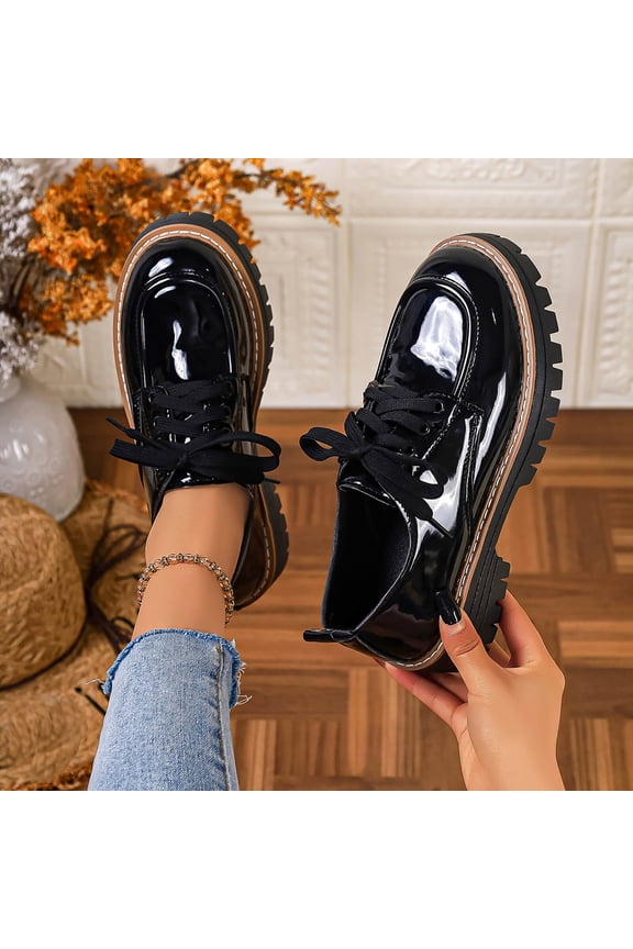 Women Fashionable And Casual British Style Round Toe Lace Up Plus Size Trendy Casual Shoes Shoes Classic Clog Pumps Comfortable Slip On