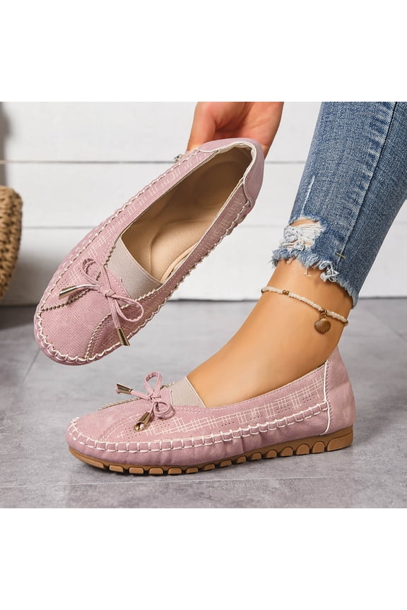 Women Fashionable Casual Solid Color Versatile Low Heel Round Toe Solid Color Elastic Flat Bottom Loafers Classic Clog Pumps Comfortable Slip On