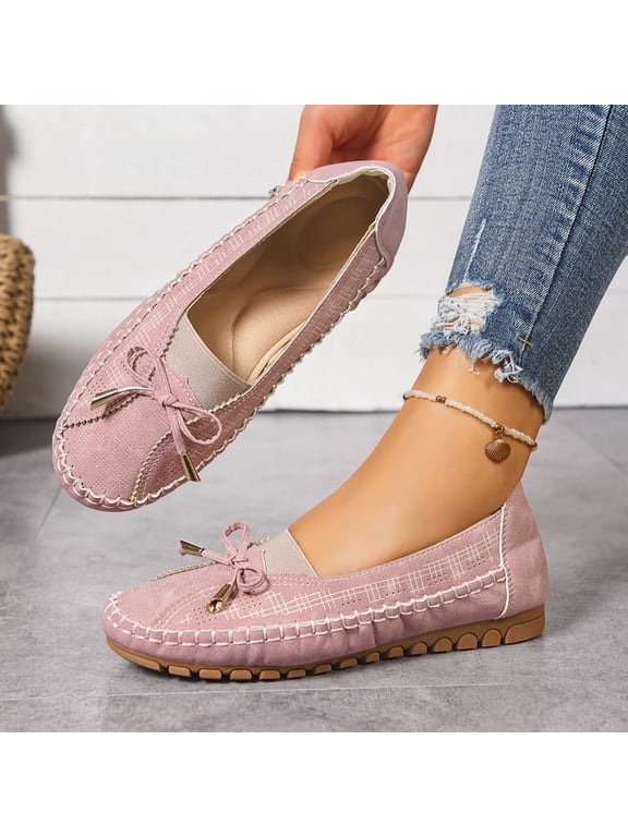 Women Fashionable Casual Solid Color Versatile Low Heel Round Toe Solid Color Elastic Flat Bottom Loafers Classic Clog Pumps Comfortable Slip On