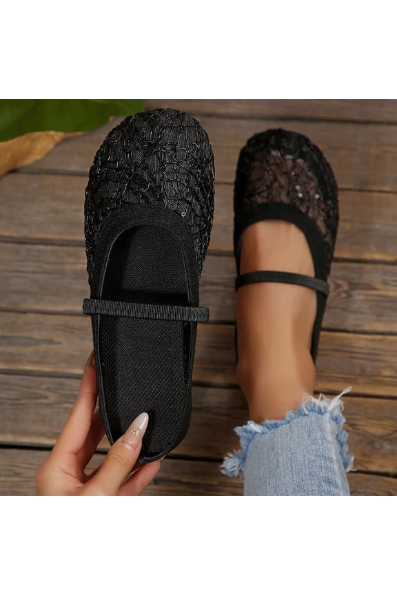 Women Fashionable Casual Solid Color Versatile Round Toe Elastic Shoes Flat Shoes Pumps Comfortable Slip On Classic Clog Non Slip Senior Front Gifts