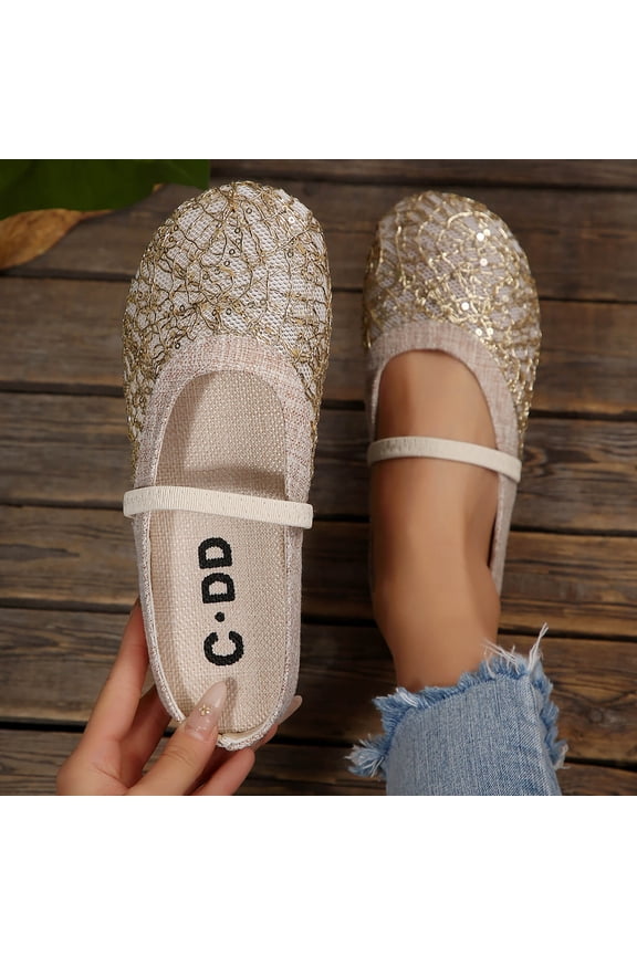 Women Fashionable Casual Solid Color Versatile Round Toe Elastic Shoes Flat Shoes Pumps Comfortable Slip On Classic Clog Non Slip Senior Front Gifts