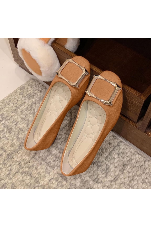 Women Fashionable Casual Spring Candy-Colored Work Shoes Color Toe Decorative Buckle Flat-Bottomed Multi-Colored Large Size Cloth Shoes Classic Clog