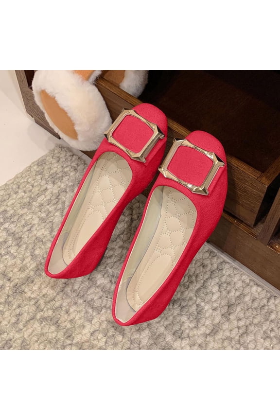 Women Fashionable Casual Spring Candy-Colored Work Shoes Color Toe Decorative Buckle Flat-Bottomed Multi-Colored Large Size Cloth Shoes Classic Clog