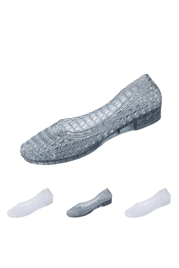 Women Fashionable Crystal Transparent Closed Toe Sandals Spring Summer Breathable Openwork Sandals, 37
