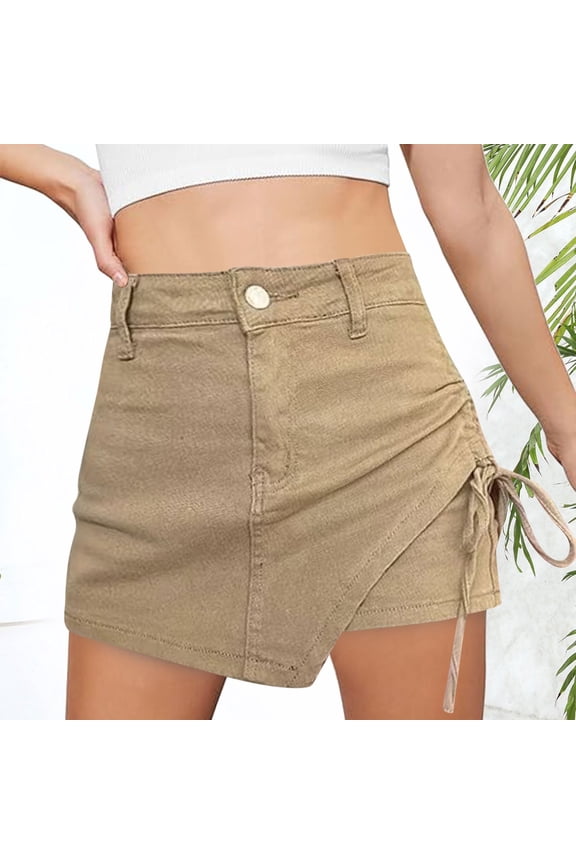 Women Fashionable Loose Fitting Casual Versatile Denim Skirt Short Skirt Skirts for Women Short Formal Skirt Anime Skirts Suede Skirts for Women Bed Skirt Wrap around Pleated Denim Skirt Belly Fringe