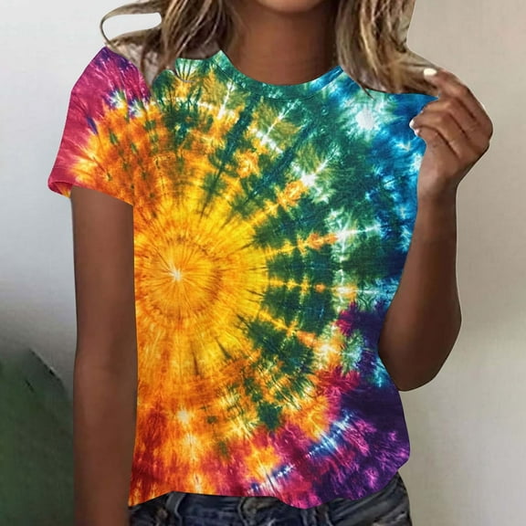 Women Fashionable Printed Casual Printed Round Neck Short Sleeved