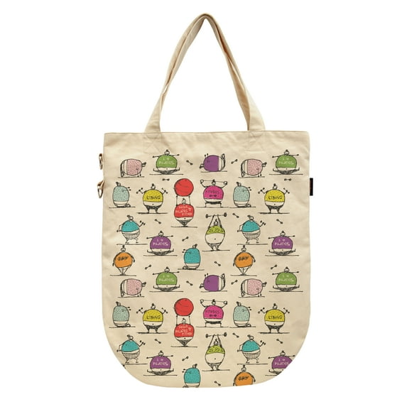 Women Fatty Yogi Printed Canvas Tote Shoulder Bags WAS_39