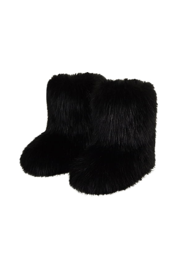 Women Faux Fur Boot Furry Fluffy Snow Boot Short Boots Warm Comfortable Outdoor Flat Shoes