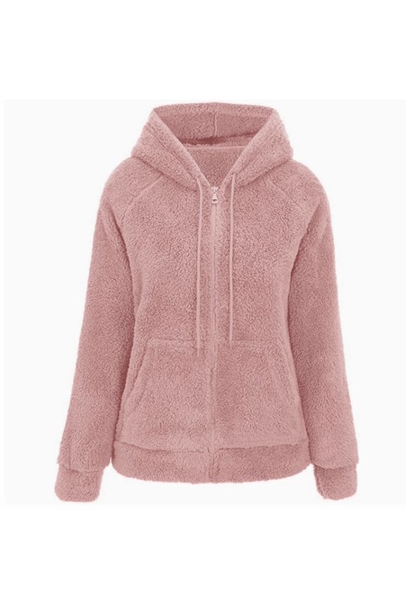 Women Faux Fur Fleece Lightweight Short Jacket Hooded Spring Fall Transitional Fashion, Cute Thin Coat