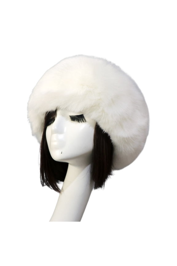 Women Faux Fur Headband Autumn Winter Plush Brimless No Top Soft Fluffy Hat Insulated Winter Accessory