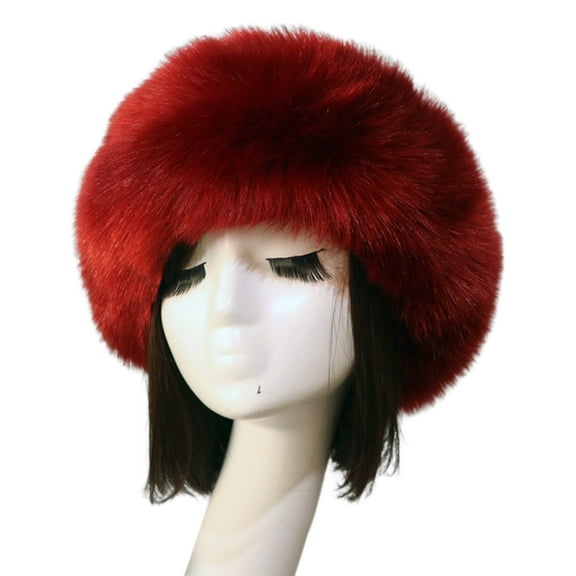 Women Faux Fur Headband Autumn Winter Plush Brimless No Top Soft Fluffy Hat Insulated Winter Accessory