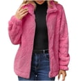 thumbnail image 1 of Women Faux Fur Jackets Fleece Fuzzy Sherpa Jackets Warm Stand Collar Casual Long Sleeve Outerwear Fashion Fall Outfits, 1 of 4