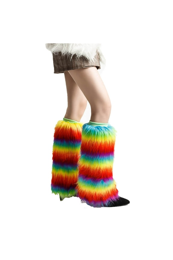 Women Faux Fur Leg Warmers Plush Long Boot Cuff Covers Sexy Furry Fuzzy Leg Warmers for Parties Festival