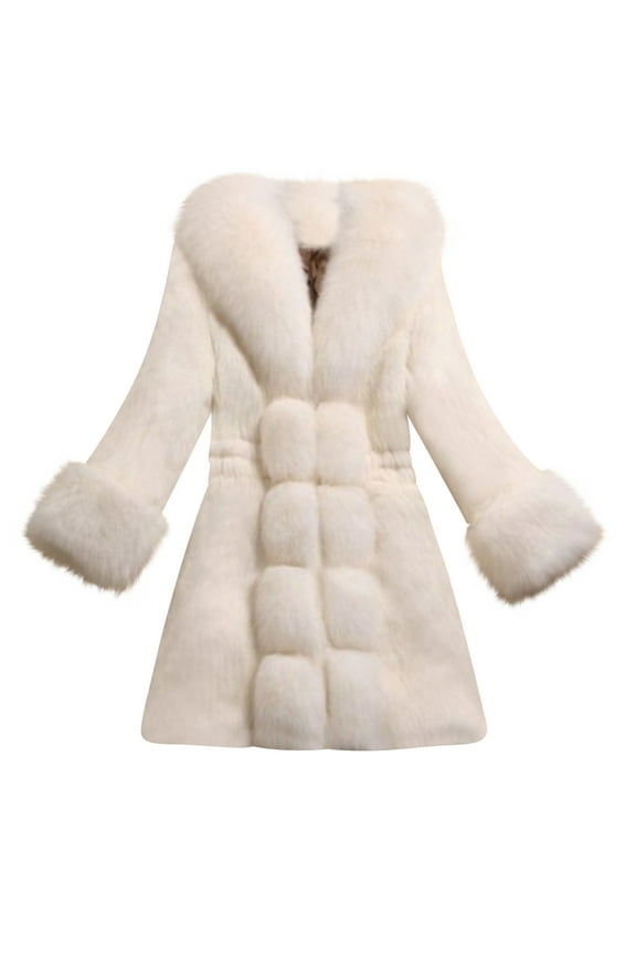 Women Faux Fur Long Coat Fuzzy Fluffy Jacket Winter Thermal Loose Oversized Jackets Thicken Warm Coats Open Front Long Shaggy Outdoor Overcoat Sherpa Fleece Plush Maxi Outwear Ladies Plus Size