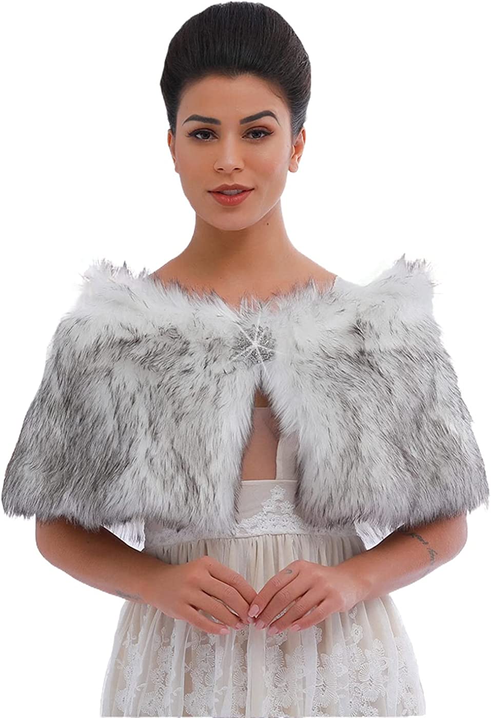 Women Faux Fur Shawls and Wraps Bridal Fur Stole Faux Fur Fur stole