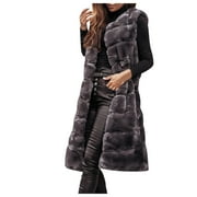 LCZIWO Women Faux Fur Vest, Fall and Winter Fashion Solid Color Warm Sherpa Fleece Outwear,Womens Sleeveless Sherpa Vest
