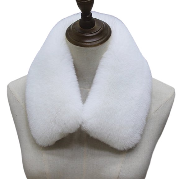 Women Faux Hair Collar Shawl Color Furry Plush Fake Collar Scarf Wrap Parkas Coat Hood Decor Accessory