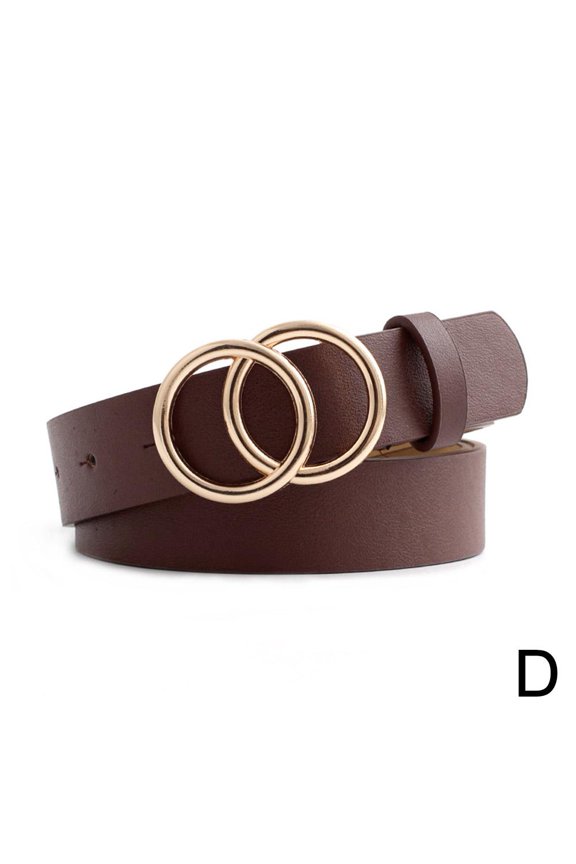 Women Faux Leather Belt Double Rings Belt Waist Belts Waistband Hot S0 I7Y