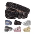 thumbnail image 1 of Women Faux Leather Belt Rivet Rhinestones Punk Style Belt Adjustable Length Multi Holes Pin Buckle Hip Hop Style Belt, 1 of 8